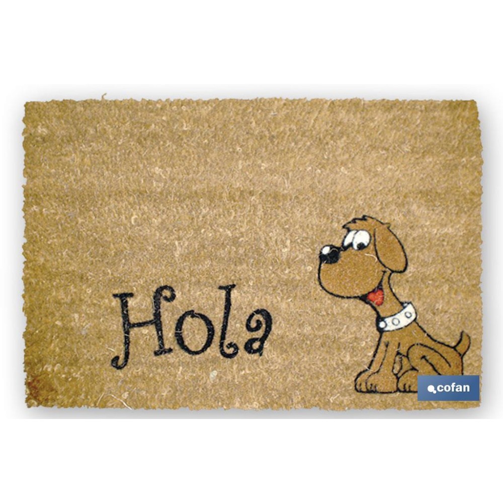 FELPUDO INTERIOR COCO FLOQUEADO 40X60X1.60cm (Perro Hola)
