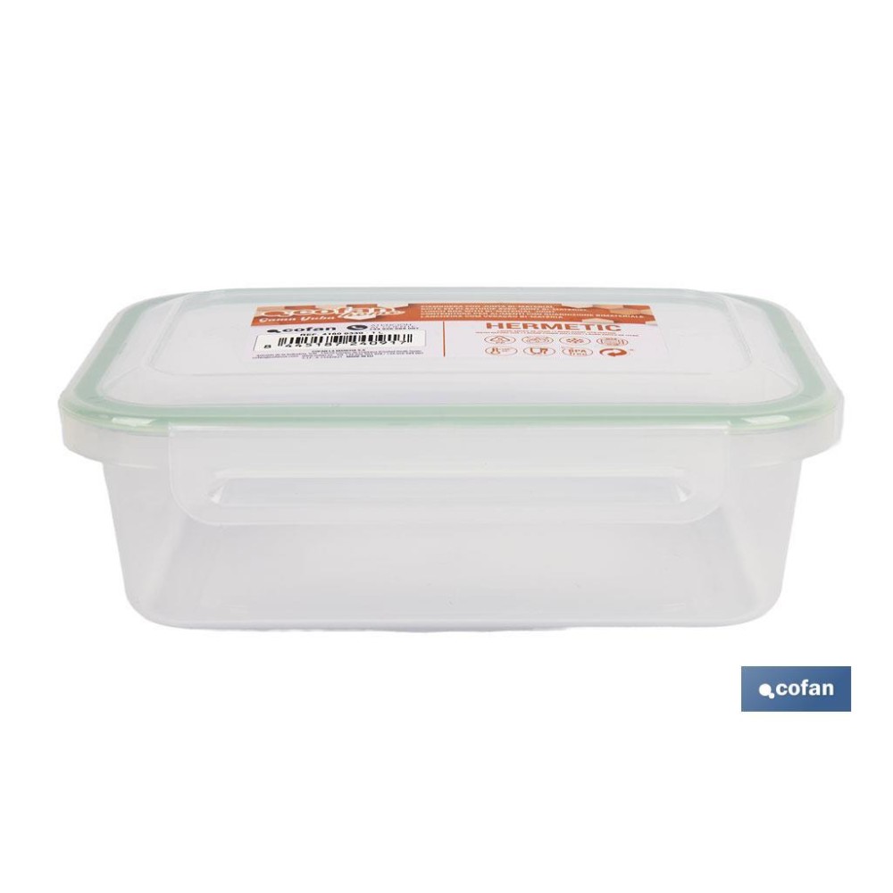 FIAMBRERA VERDE RECTANGULAR CON JUNTA BI-MATERIA MODELO YUBA 1,4 L