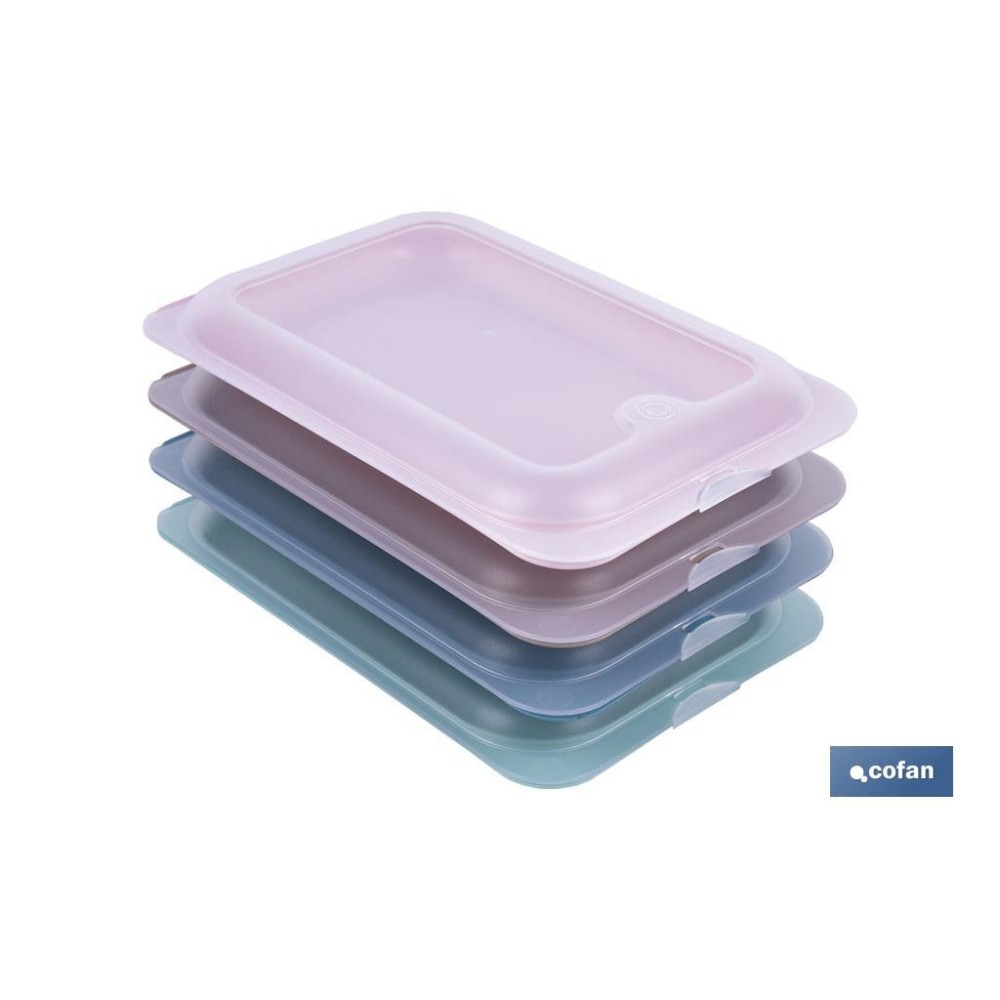 PACK DE 4 PORTAEMBUTIDOS APILABLES CREMA, AZUL, VERDE, NUDE 25 X 17 X 3 CM