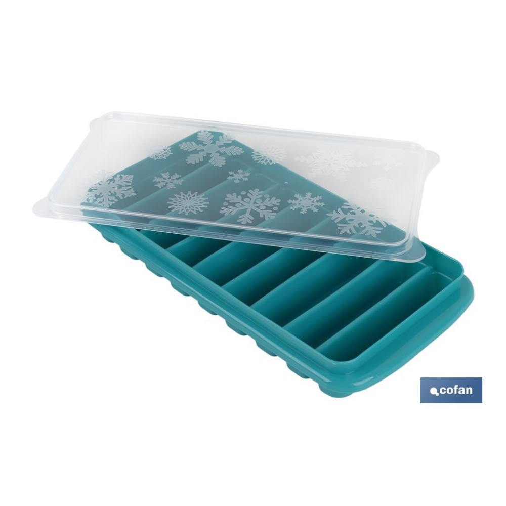 CUBITERA HIELO CON TAPA COLOR TURQUESA 12.5X26X4 cm venta unitaria