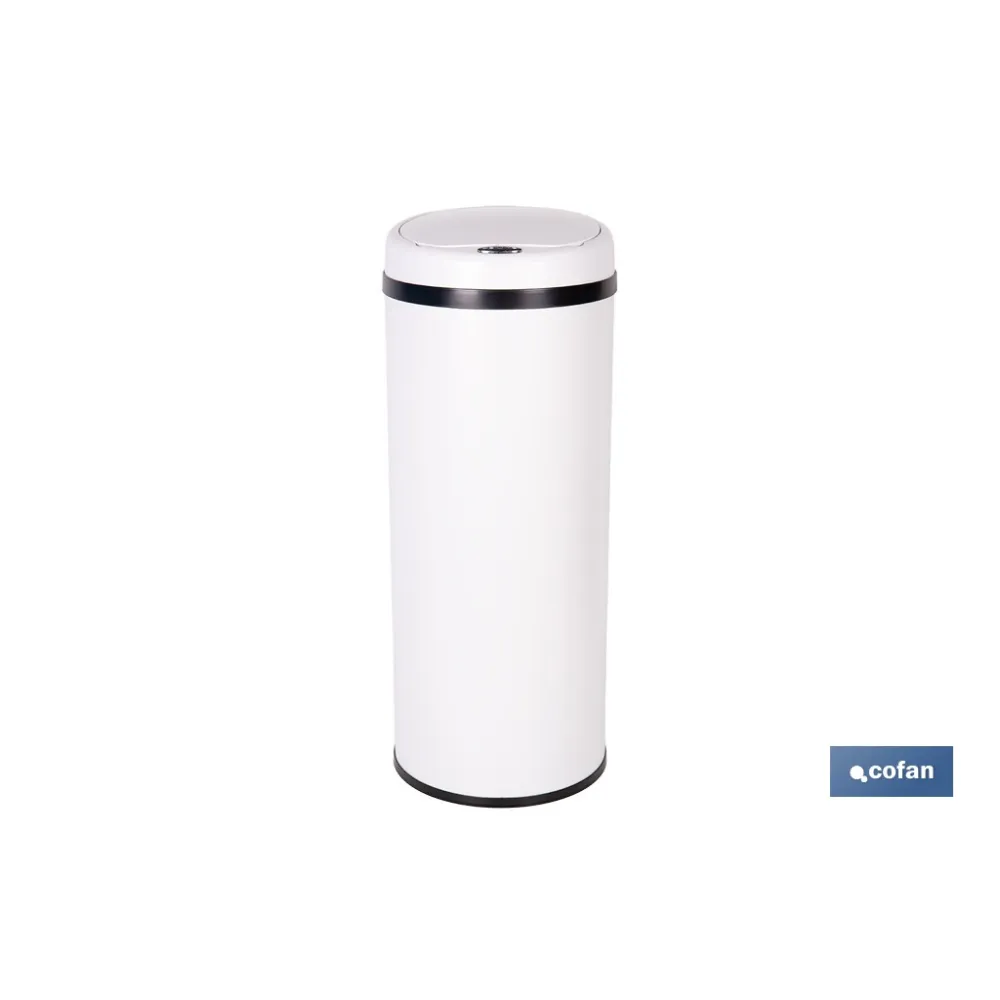 CUBO DE BASURA BLANCO CON SENSOR Y CUBO INTERIOR 50 L 30,5 X 78 CM (PACK: 1 UDS) - Almacén de Ferretería Acor