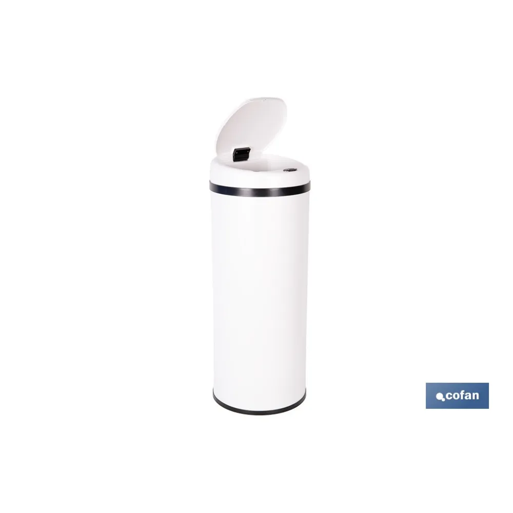CUBO DE BASURA BLANCO CON SENSOR Y CUBO INTERIOR 50 L 30,5 X 78 CM (PACK: 1 UDS) - Almacén de Ferretería Acor