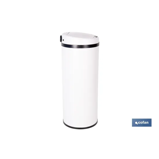 CUBO DE BASURA BLANCO CON SENSOR Y CUBO INTERIOR 50 L 30,5 X 78 CM (PACK: 1 UDS) - Almacén de Ferretería Acor