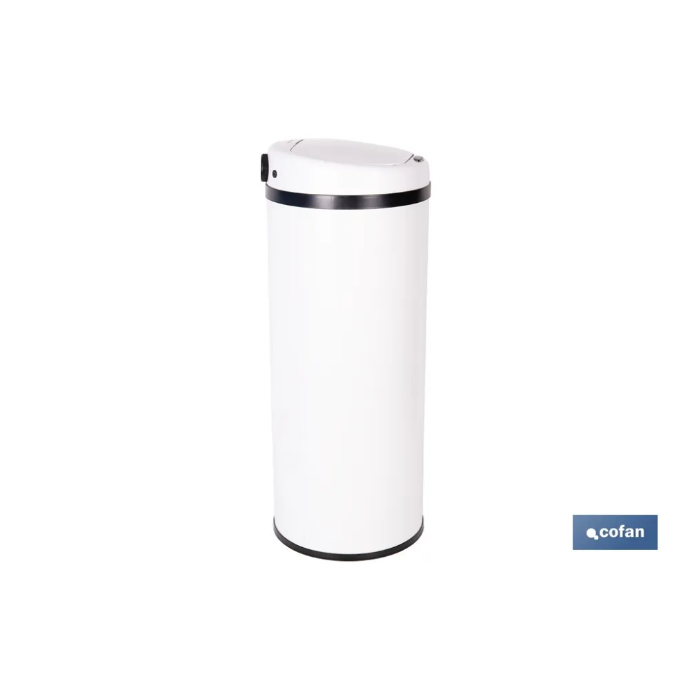CUBO DE BASURA BLANCO CON SENSOR Y CUBO INTERIOR 50 L 30,5 X 78 CM (PACK: 1 UDS) - Almacén de Ferretería Acor