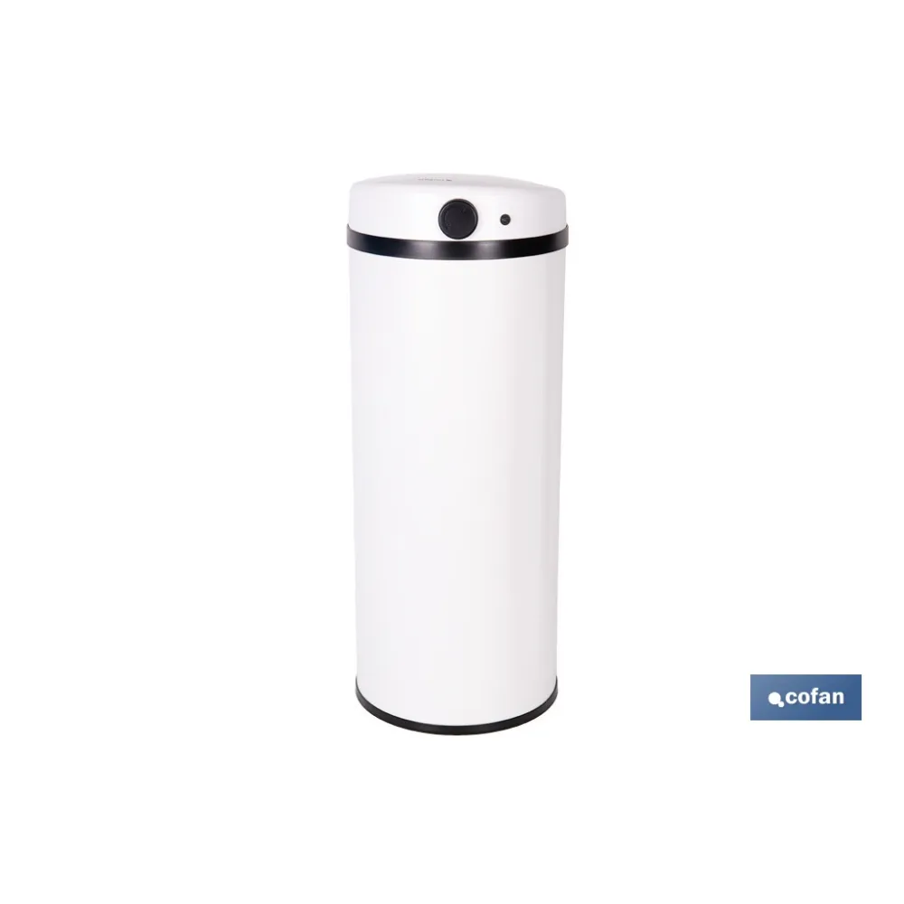 CUBO DE BASURA BLANCO CON SENSOR Y CUBO INTERIOR 50 L 30,5 X 78 CM (PACK: 1 UDS) - Almacén de Ferretería Acor