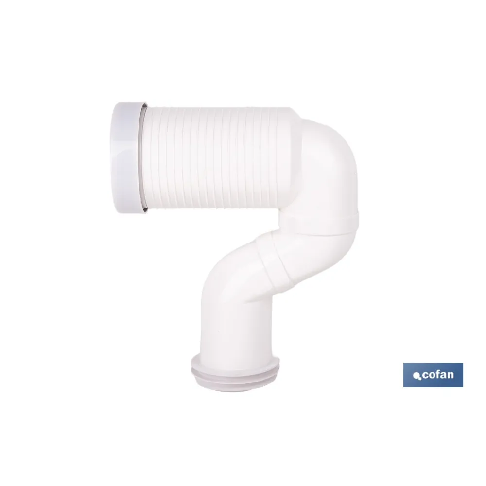 MANGUITO DE CONEXIÓN ACODADO 45° RECORTABLE PARA INODORO CON GOMA LABIADA Ø110 MM (PACK: 1 UDS) - Almacén de Ferretería Acor