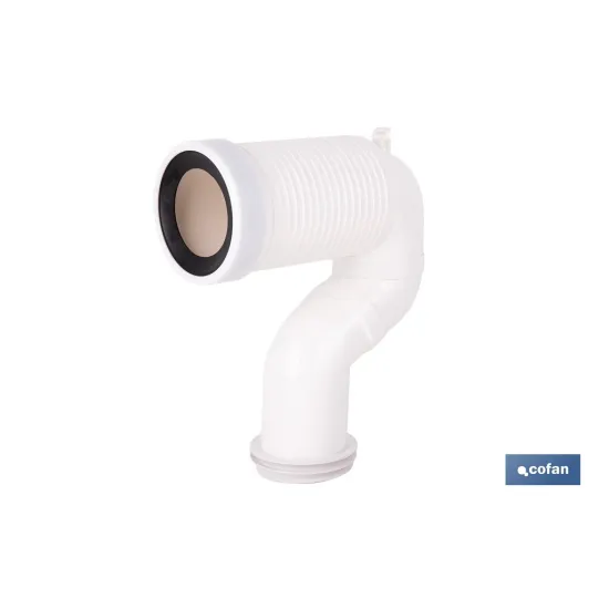 MANGUITO DE CONEXIÓN ACODADO 45° RECORTABLE PARA INODORO CON GOMA LABIADA Ø110 MM (PACK: 1 UDS) - Almacén de Ferretería Acor