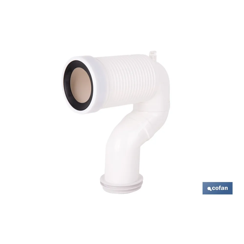 MANGUITO DE CONEXIÓN ACODADO 45° RECORTABLE PARA INODORO CON GOMA LABIADA Ø110 MM (PACK: 1 UDS) - Almacén de Ferretería Acor