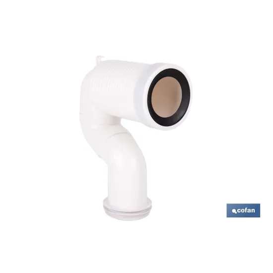 MANGUITO DE CONEXIÓN ACODADO 45° RECORTABLE PARA INODORO CON GOMA LABIADA Ø110 MM (PACK: 1 UDS) - Almacén de Ferretería Acor