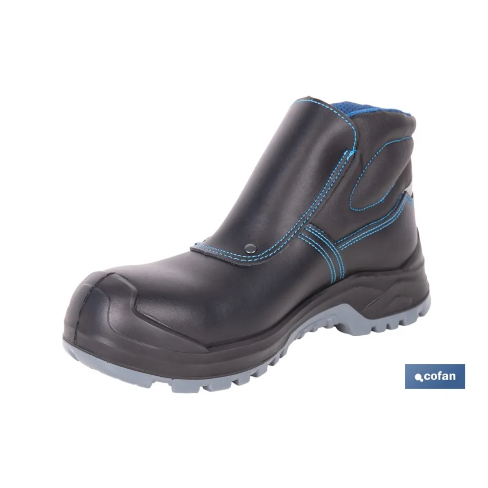BOTA DE PIEL NEGRA CON VELCRO S3S MODELO URIAN PRO TALLA 44