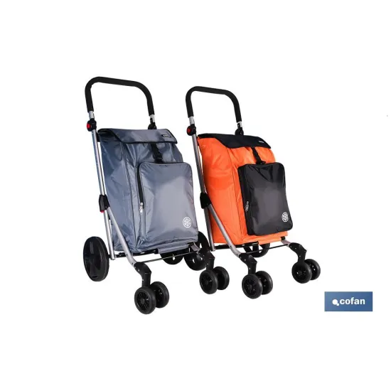 CARRO DE LA COMPRA AZUL MARINO ABATIBLE DE ALUMINIO CON 6 RUEDAS GIRATORIAS 53 L (PACK: 1 UDS) - Almacén de Ferretería Acor