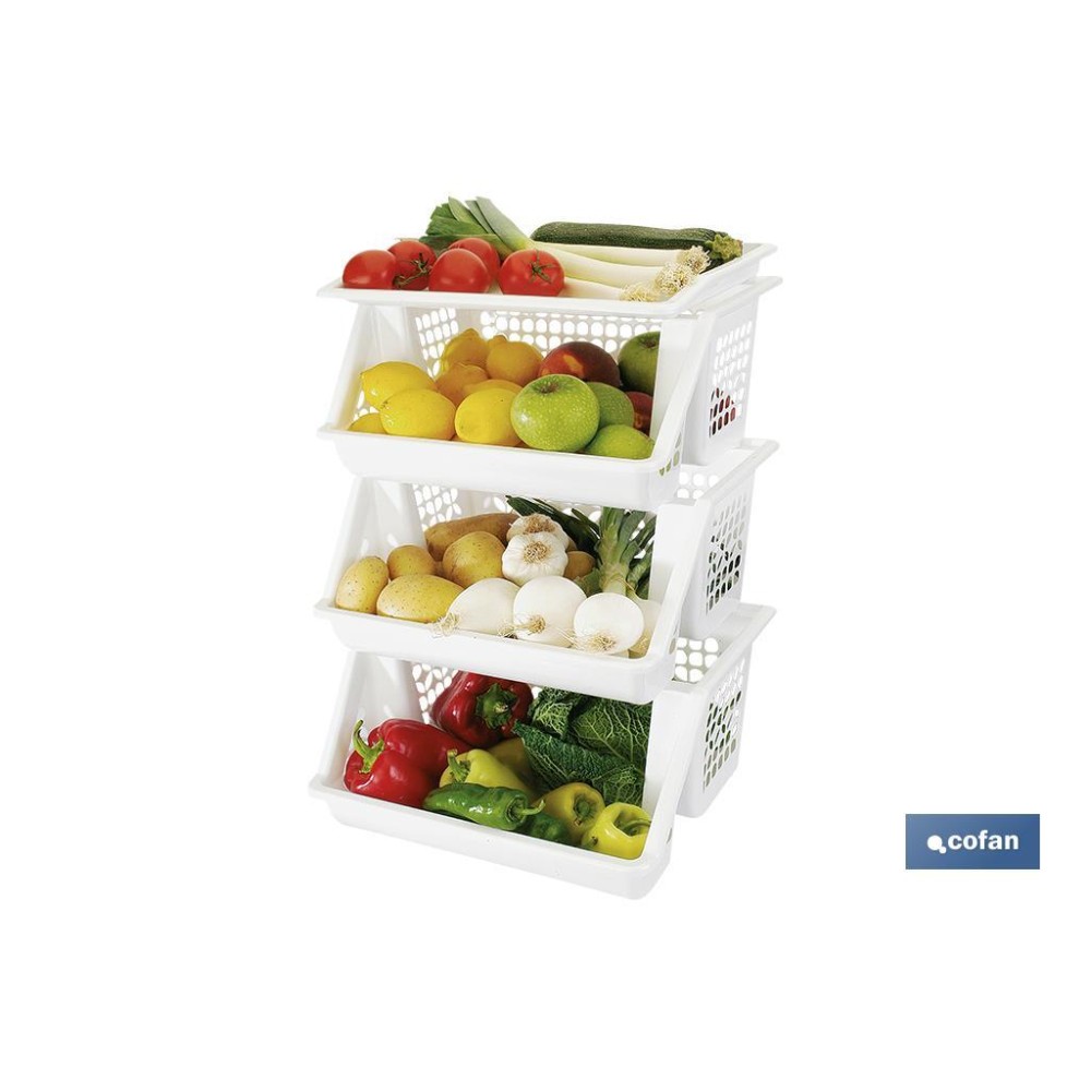 VERDULERO BLANCO 3 CESTAS  62X39X32 cm