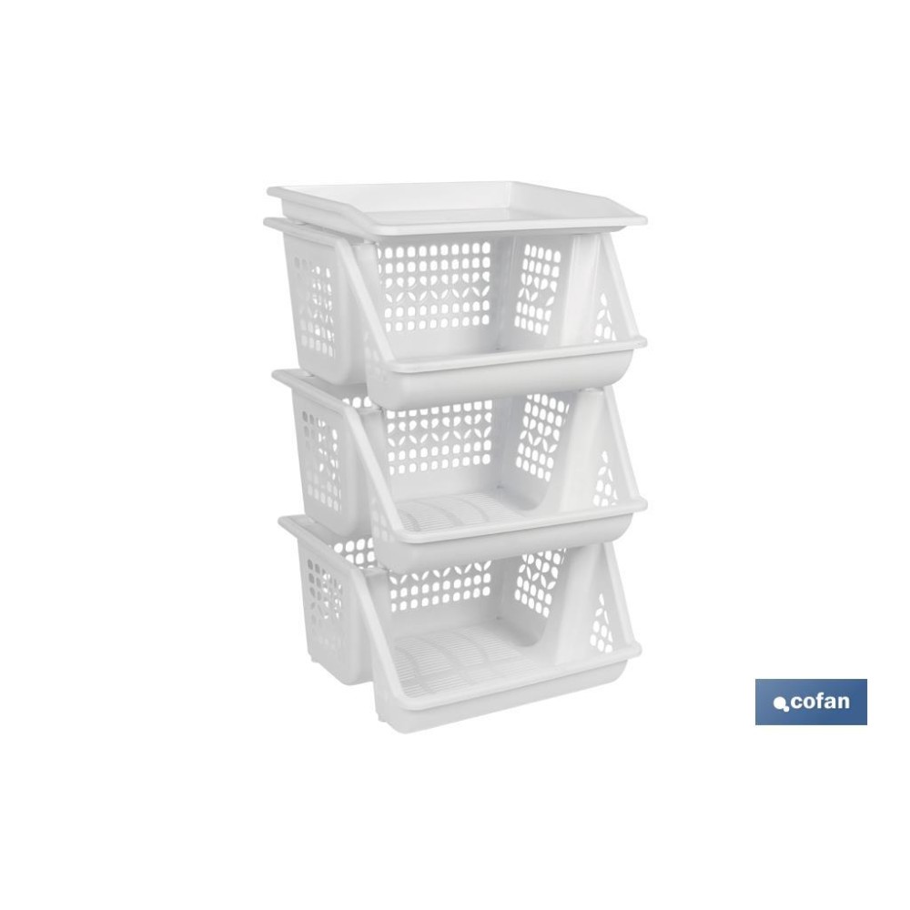 VERDULERO BLANCO 3 CESTAS  62X39X32 cm