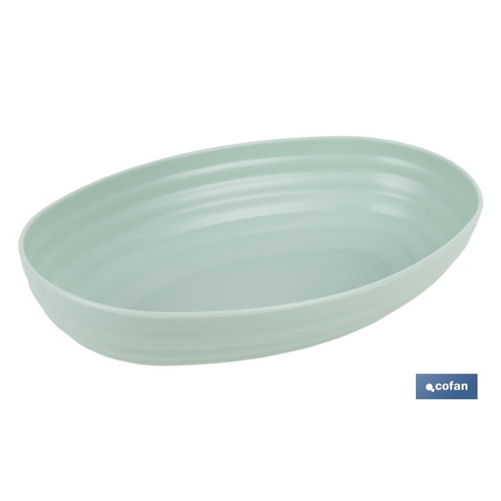 FUENTE OVALADA VERDE AGUA 24X16X5.5cm MODELO NARA 1080ml