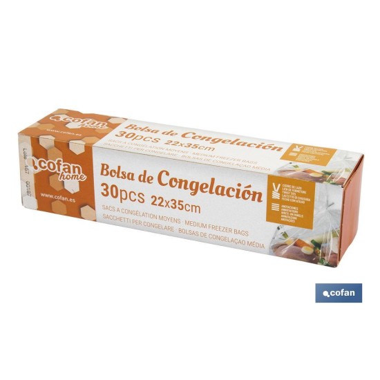 BOLSAS DE CONGELACIÓN MEDIANA 22 X 35 30UDS