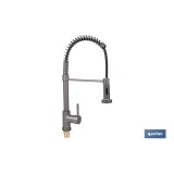 GRIFO DE COCINA MONOMANDO CON ROCIADOR GRIS ANTRACITA