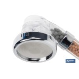 MANGO DE DUCHA IÓNICA CON ESFERAS MINERALES TRES FUNCIONES MODELO RELAX