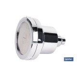 ROCIADOR DE DUCHA CON 15 FILTROS COLOR INOX. 11,5 X 13,5 CM