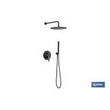 CONJUNTO DE DUCHA EMPOTRADA MONOMANDO REDONDA NEGRO MATE