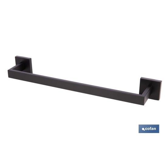 TOALLERO NEGRO MATE DE ACERO CON DISEÑO CUADRADO GAMA FAIAL 45 X 8 X 5,5 CM