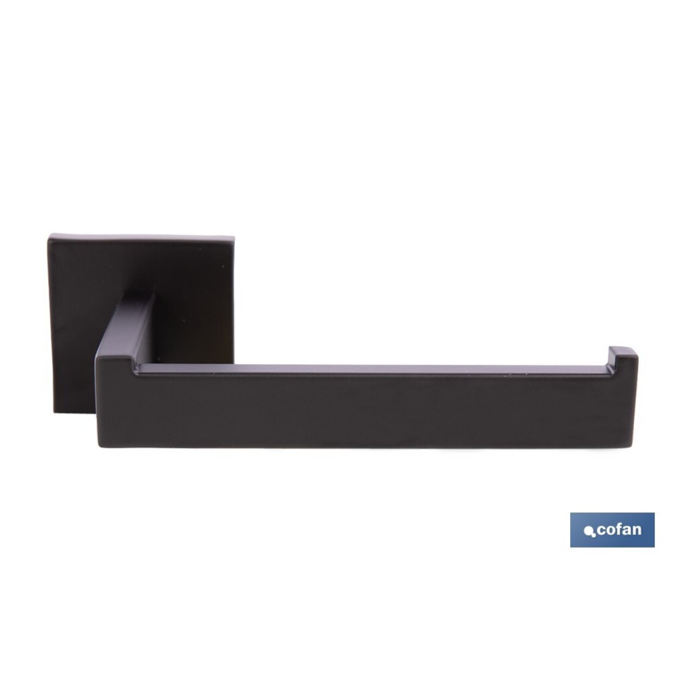 PORTARROLLOS/TOALLERO NEGRO MATE DE ACERO CON DISEÑO CUADRADO GAMA FAIAL 16 X 8 X 5,5 CM