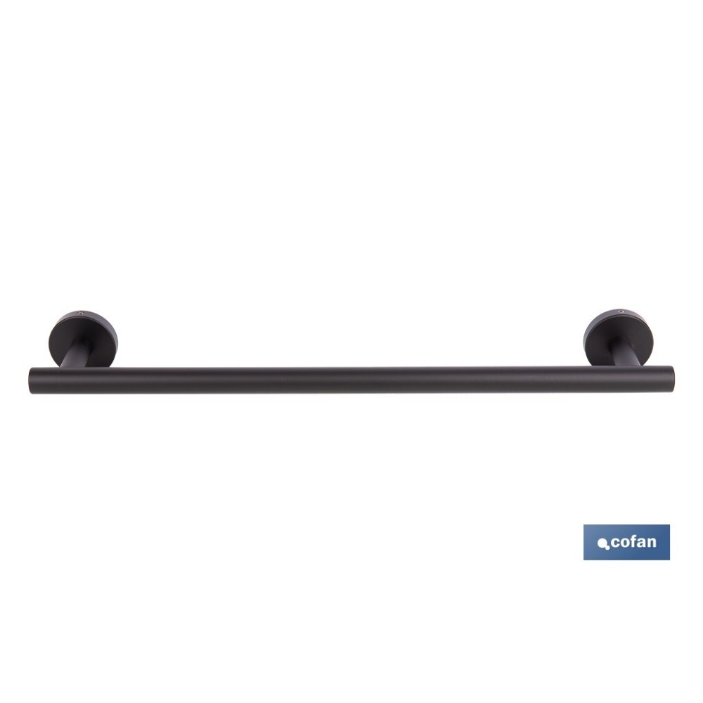 TOALLERO NEGRO MATE DE ACERO CON DISEÑO REDONDO GAMA RIBEIRA 45 X 8 X 5 CM