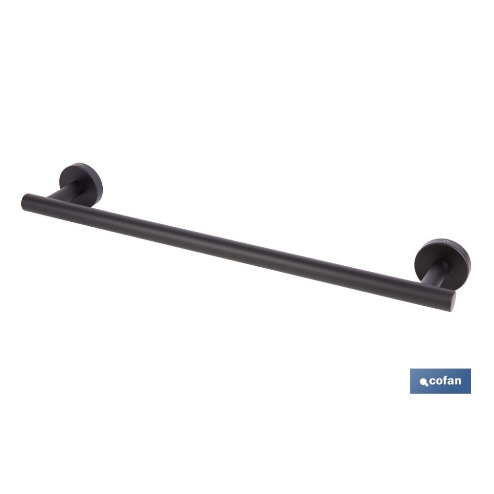 TOALLERO NEGRO MATE DE ACERO CON DISEÑO REDONDO GAMA RIBEIRA 45 X 8 X 5 CM
