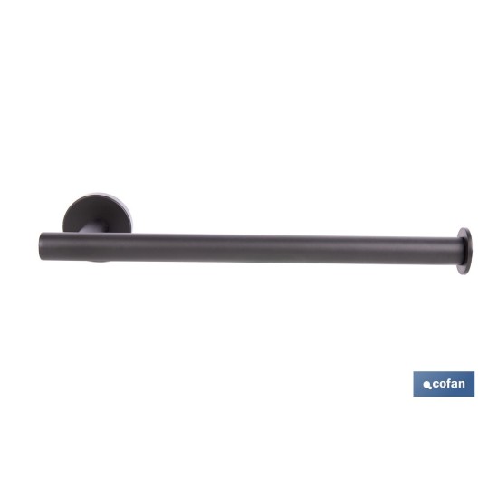 TOALLERO NEGRO MATE DE ACERO CON DISEÑO REDONDO GAMA RIBEIRA 28 X 8 X 5 CM