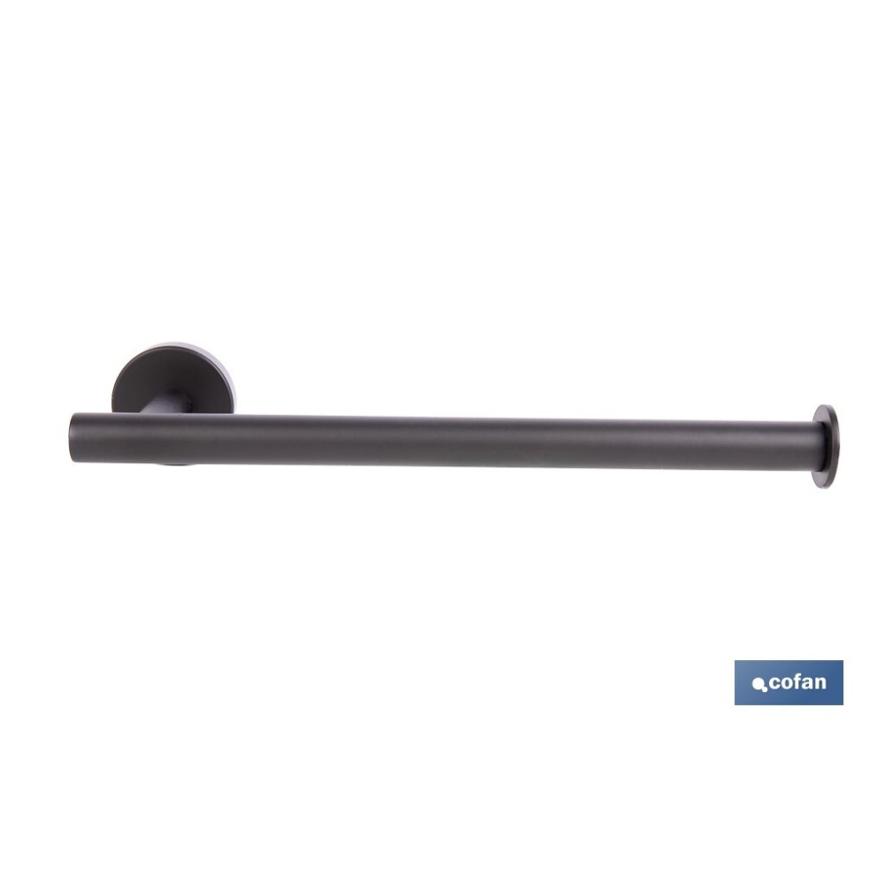 TOALLERO NEGRO MATE DE ACERO CON DISEÑO REDONDO GAMA RIBEIRA 28 X 8 X 5 CM
