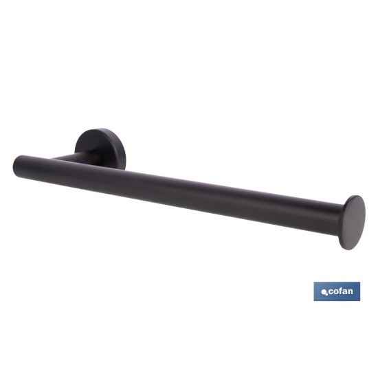 TOALLERO NEGRO MATE DE ACERO CON DISEÑO REDONDO GAMA RIBEIRA 28 X 8 X 5 CM