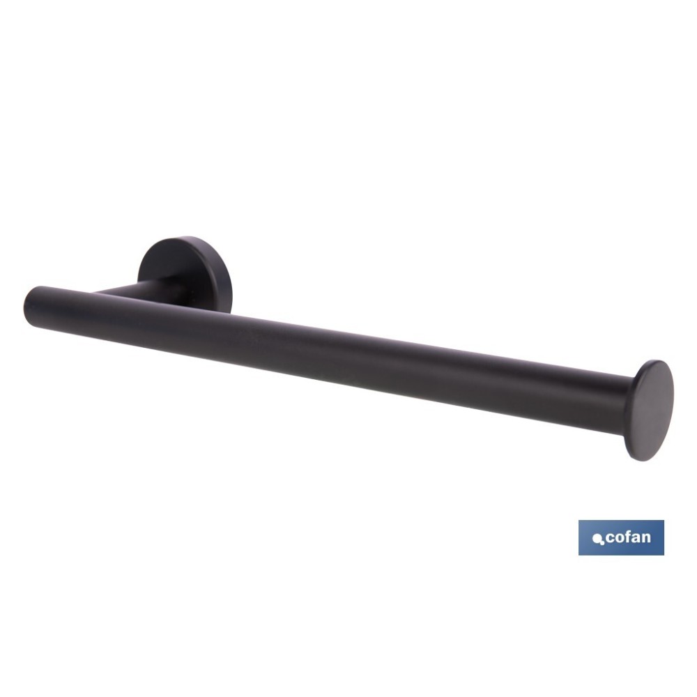 TOALLERO NEGRO MATE DE ACERO CON DISEÑO REDONDO GAMA RIBEIRA 28 X 8 X 5 CM