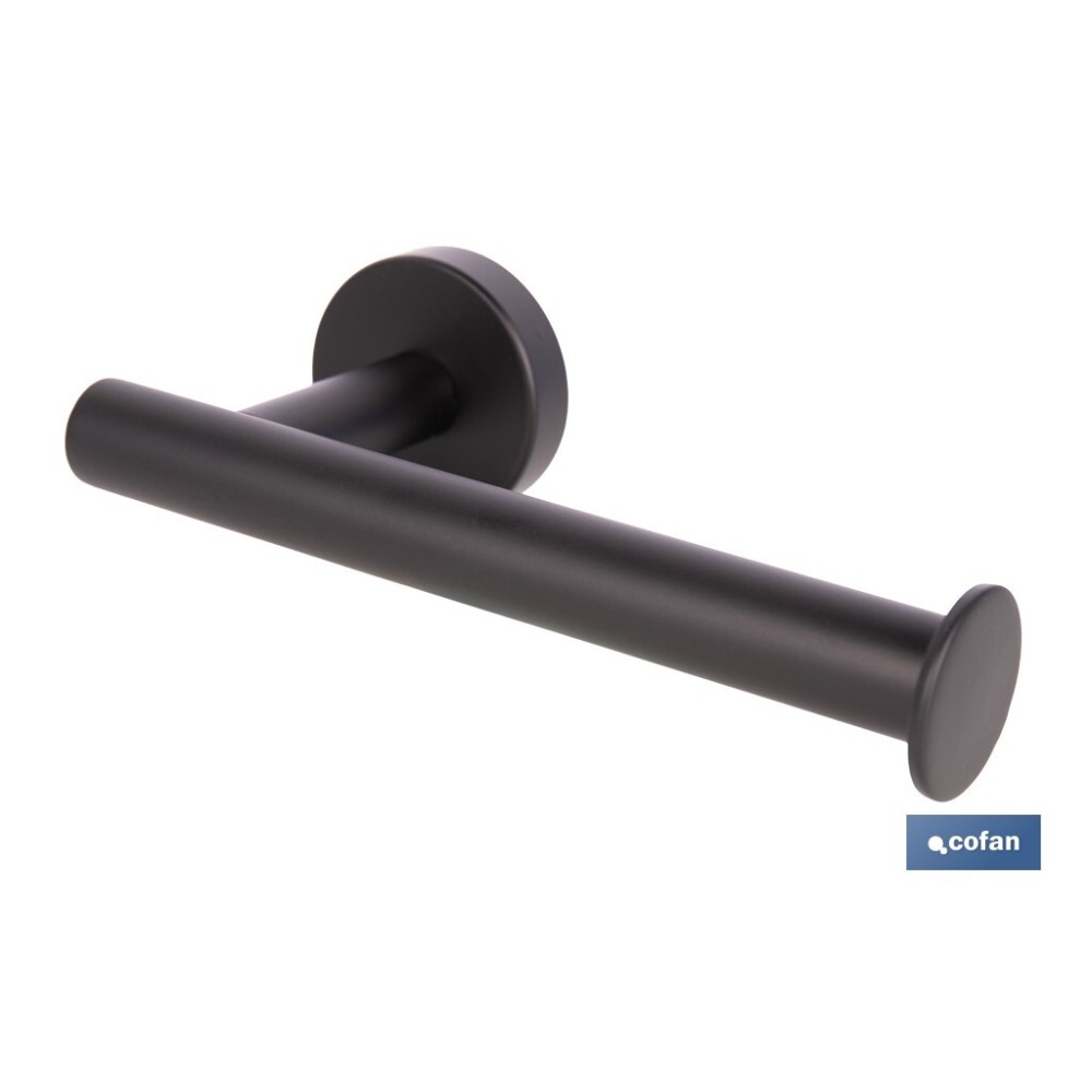 PORTARROLLOS/TOALLERO NEGRO MATE DE ACERO CON DISEÑO REDONDO GAMA RIBEIRA 16,5 X 8 X 5 CM