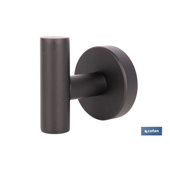 PERCHA NEGRA MATE DE ACERO CON DISEÑO REDONDO GAMA RIBEIRA 5 X 5 X 6 CM