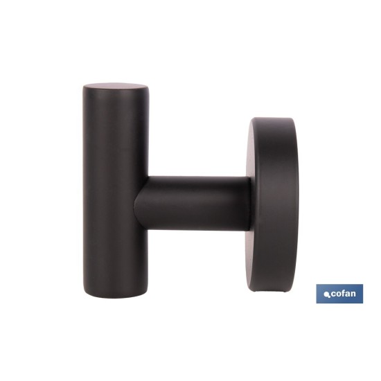 PERCHA NEGRA MATE DE ACERO CON DISEÑO REDONDO GAMA RIBEIRA 5 X 5 X 6 CM