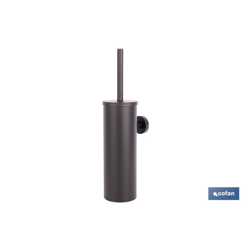 ESCOBILLERO DE PARED PARA INODORO NEGRO MATE DE ACERO GAMA RIBEIRA 9,1 X 12,9 X 39 CM