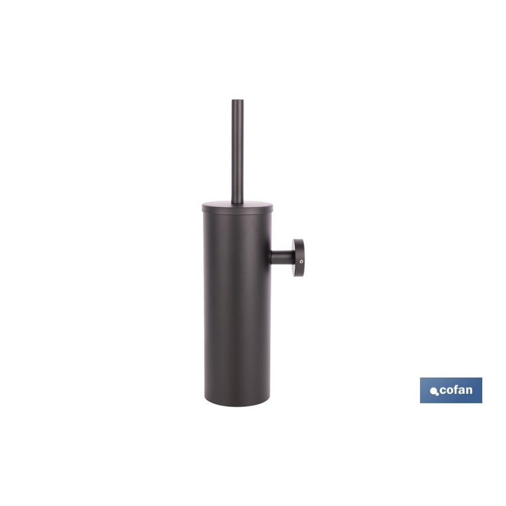 ESCOBILLERO DE PARED PARA INODORO NEGRO MATE DE ACERO GAMA RIBEIRA 9,1 X 12,9 X 39 CM