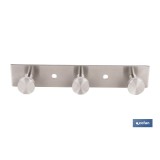 PERCHERO DE PARED DE ACERO INOXIDABLE 304 CON 3 POMOS 15,6 X 2,7 X 2,8 CM