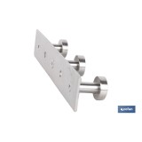 PERCHERO DE PARED DE ACERO INOXIDABLE 304 CON 3 POMOS 15,6 X 2,7 X 2,8 CM