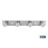 PERCHERO DE PARED DE ACERO INOXIDABLE 304 CON 4 POMOS 21,6 X 2,7 X 2,8 CM