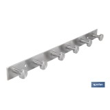 PERCHERO DE PARED DE ACERO INOXIDABLE 304 CON 6 POMOS 33,51 X 2,7 X 2,8 CM