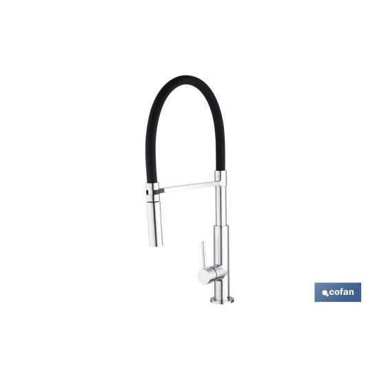 GRIFO COCINA MONOMANDO TUBO FLEXIBLE NEGRO 25 mm