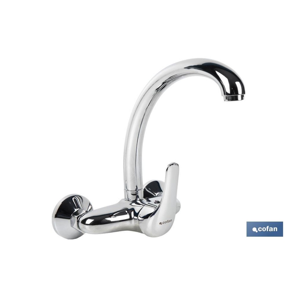 GRIFO DE COCINA/ LAVADERO MONOMANDO PARA PARED CON CAÑO ALTO