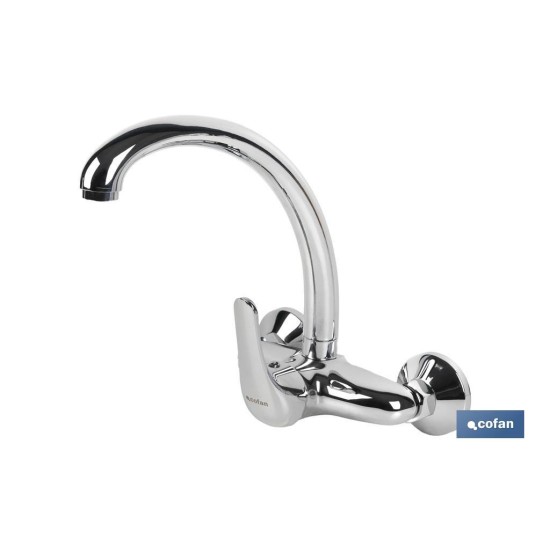 GRIFO DE COCINA/ LAVADERO MONOMANDO PARA PARED CON CAÑO ALTO
