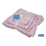 JUEGO DE 3 TOALLAS ROSA CLARO 580 G/M2 GAMA FLOR 30X50  50X100  70X140 CM