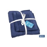 JUEGO DE 3  TOALLAS AZUL MARINO 580 G/M2 GAMA MARIN 30X50  50X100  70X140 CM