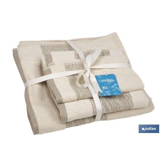 JUEGO DE 3 TOALLAS NATURE 600 G/M2  GAMA ALMA 30X50  50X100  70X140 CM