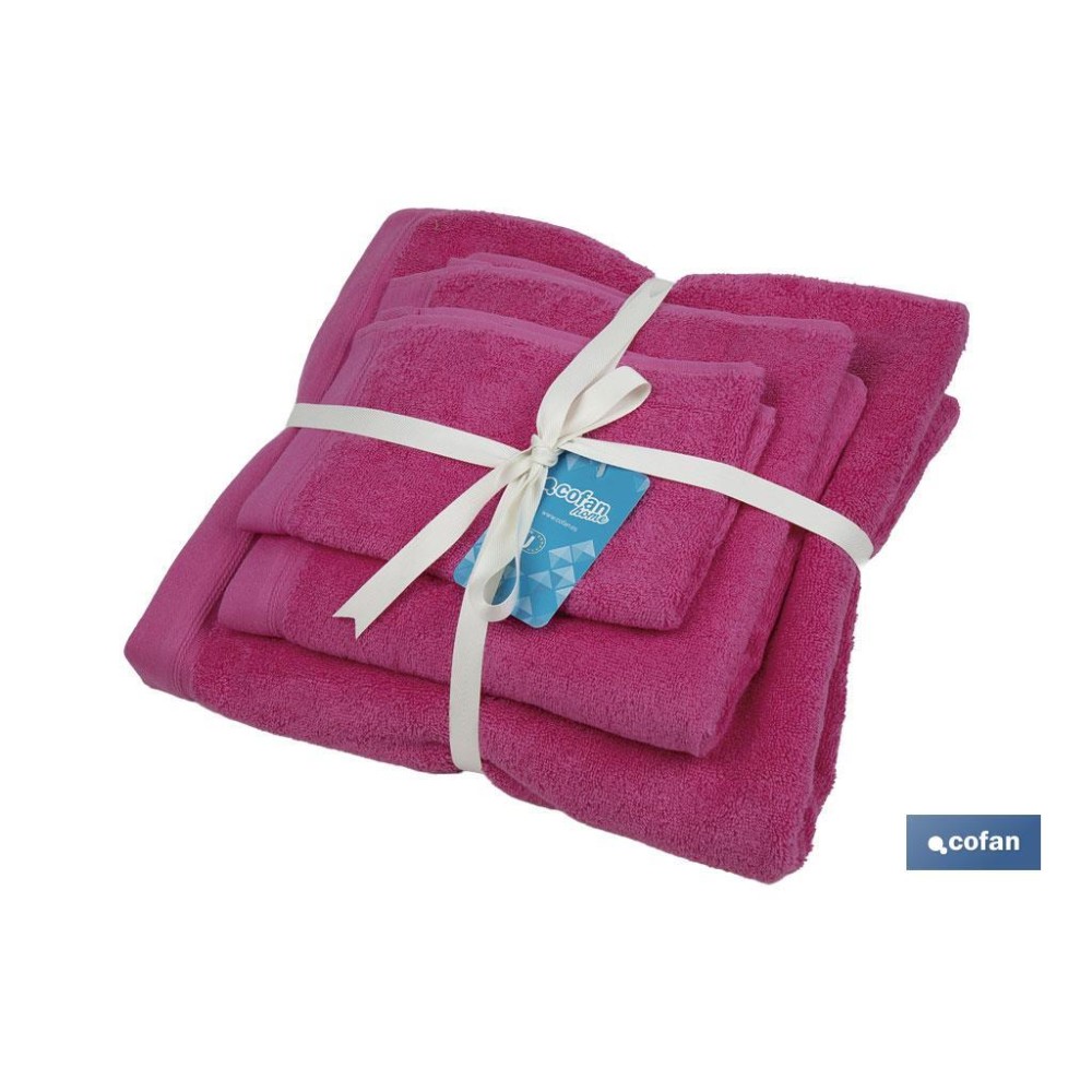 JUEGO DE 3  TOALLAS FUCSIA 580 G/M2  GAMA PRIMAVERA 30X50  50X100  70X140 CM
