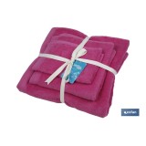 JUEGO DE 3  TOALLAS FUCSIA 580 G/M2  GAMA PRIMAVERA 30X50  50X100  70X140 CM