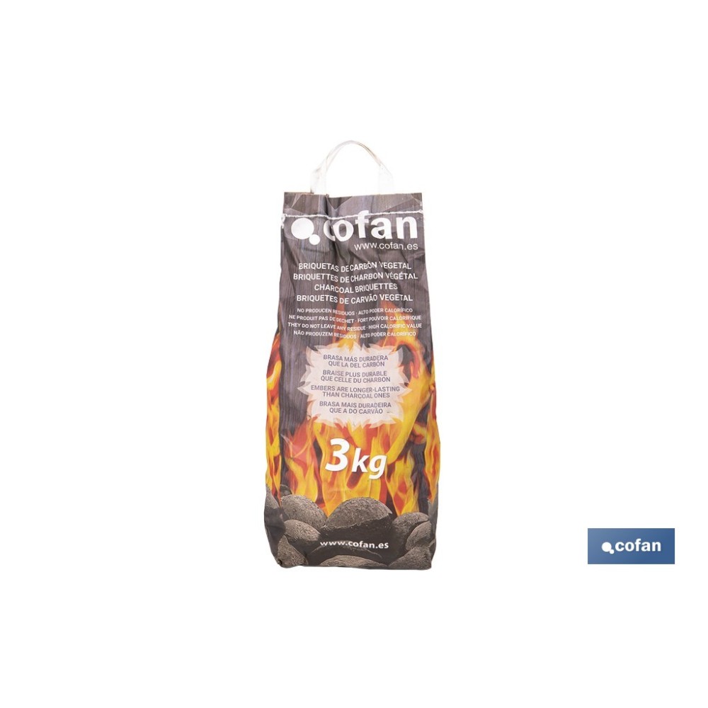 BOLSA BRIQUETAS CARBON VEGETAL 3 KGS