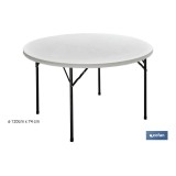 MESA REDONDA PLEGABLE BLANCA 120x74cm